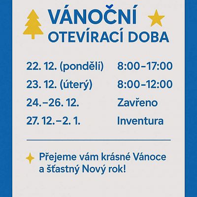 Vánoční otevírací doba 2025